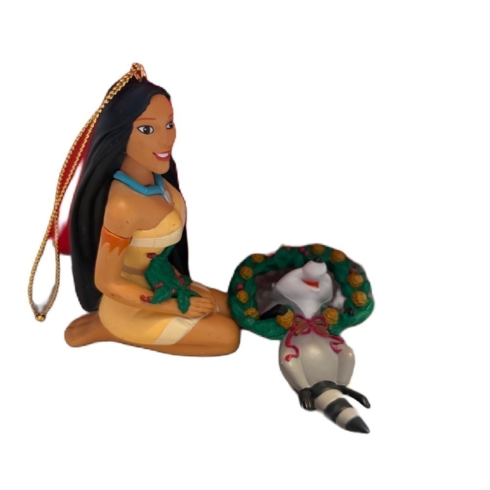 Disney Pocahontas & Meeko Christmas Ornament Bundle Raccoon Wreath Vintage